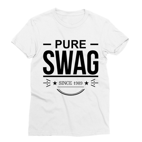 White Slogan Sublimation T-Shirt (Pure SWAG Since 1989) - Joban Clothing